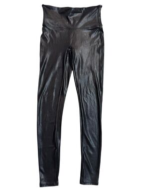 SPANX Trendy Black Faux Leather Leggings Style 2437 Size Medium